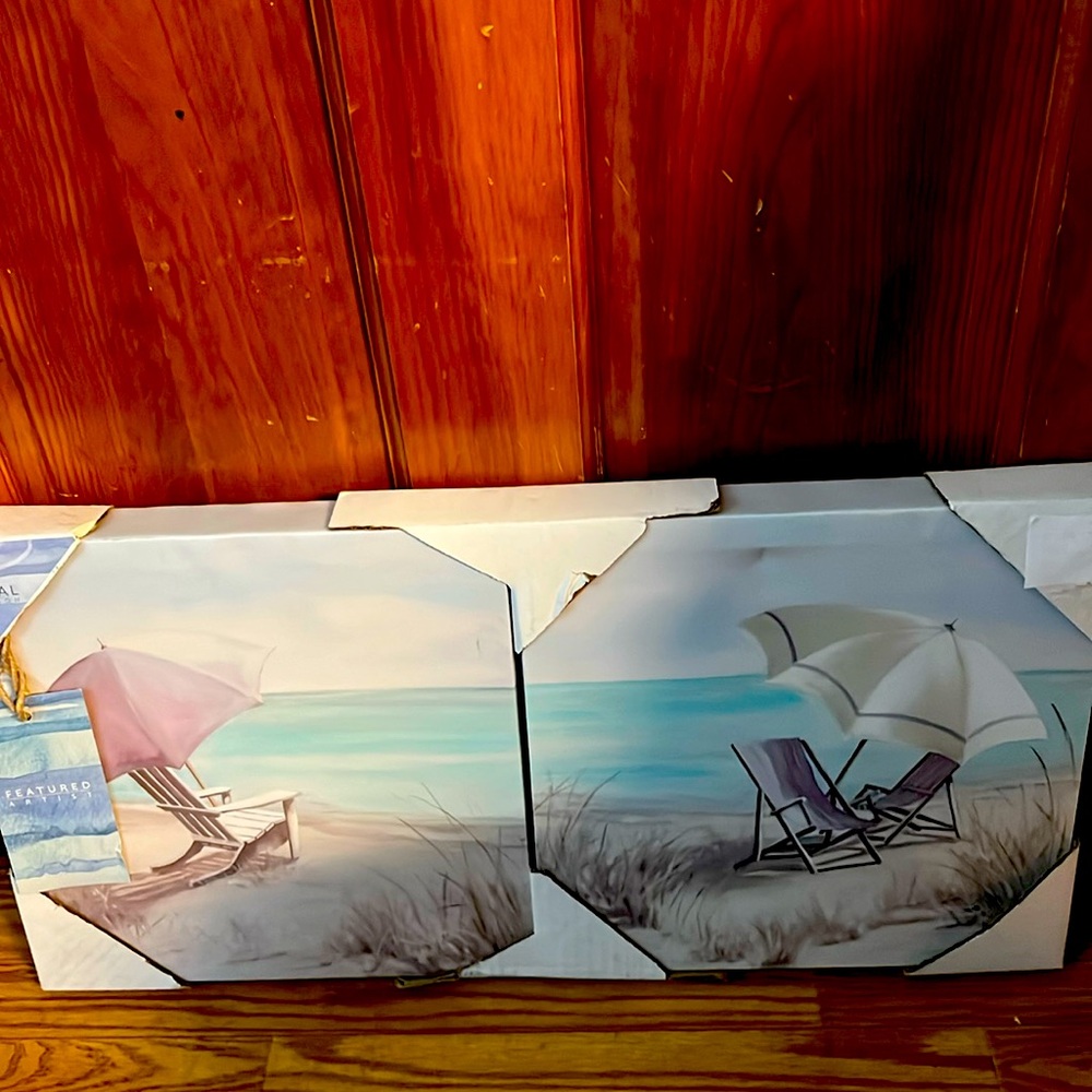 New Carol Robinson Coastal Collection Set 2 Canvas Art NWT Unique